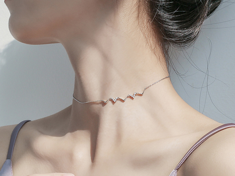 日韩通勤心跳频率折线闪电项链锁骨链时尚百搭几何颈链女闺蜜礼物