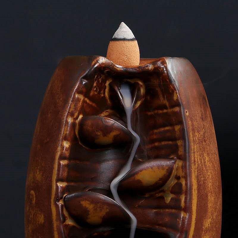 陶瓷倒流香炉沉香檀香创意倒流香粒香薰炉家居办公香道线香插摆件