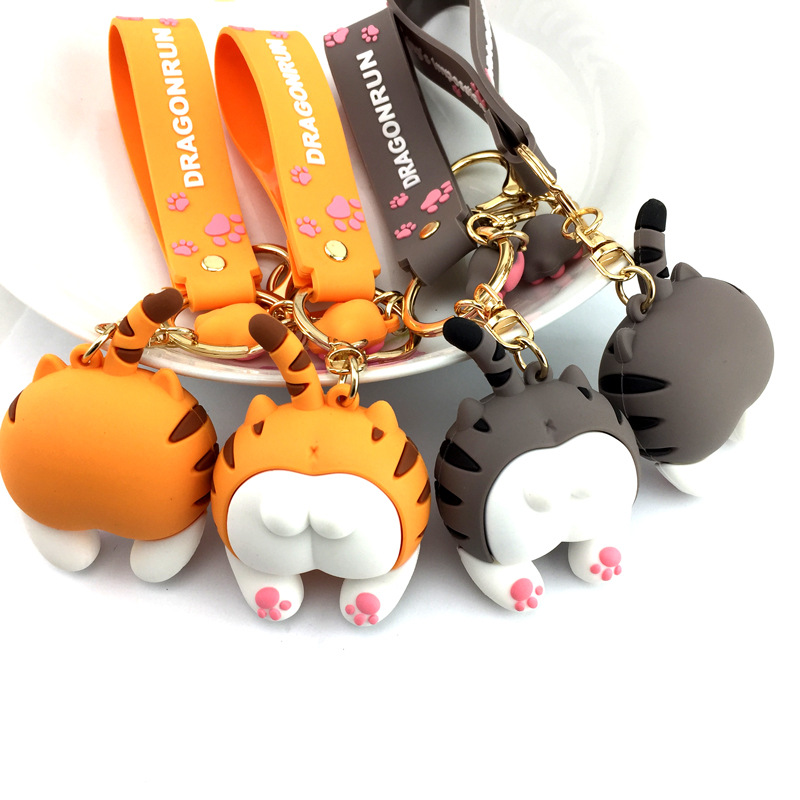 创意小老虎钥匙扣挂件可爱招财猫屁股小挂件女款包包挂饰批发