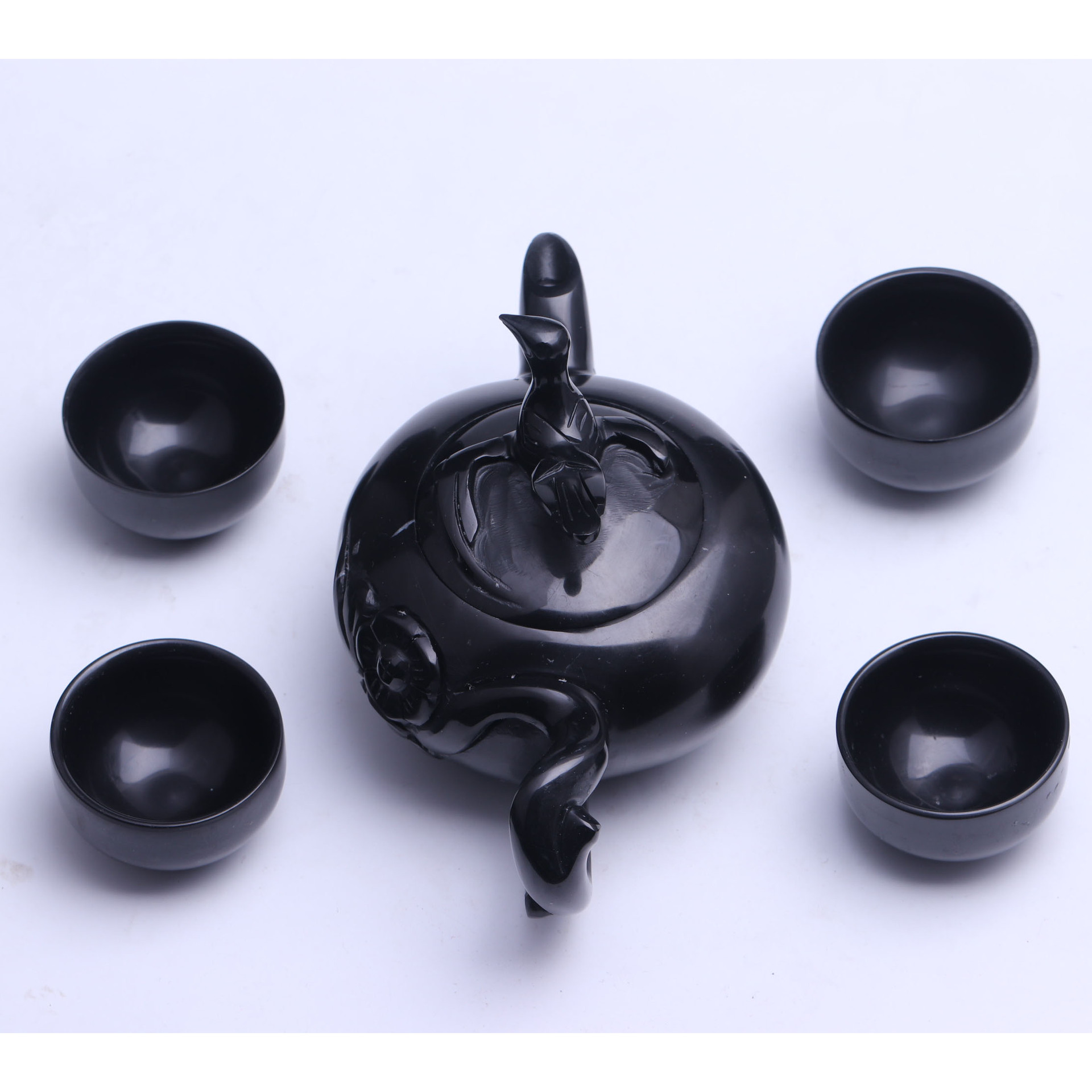 厂家直销砭石茶壶喜上眉梢茶具玉石功夫茶玉器工艺品批发