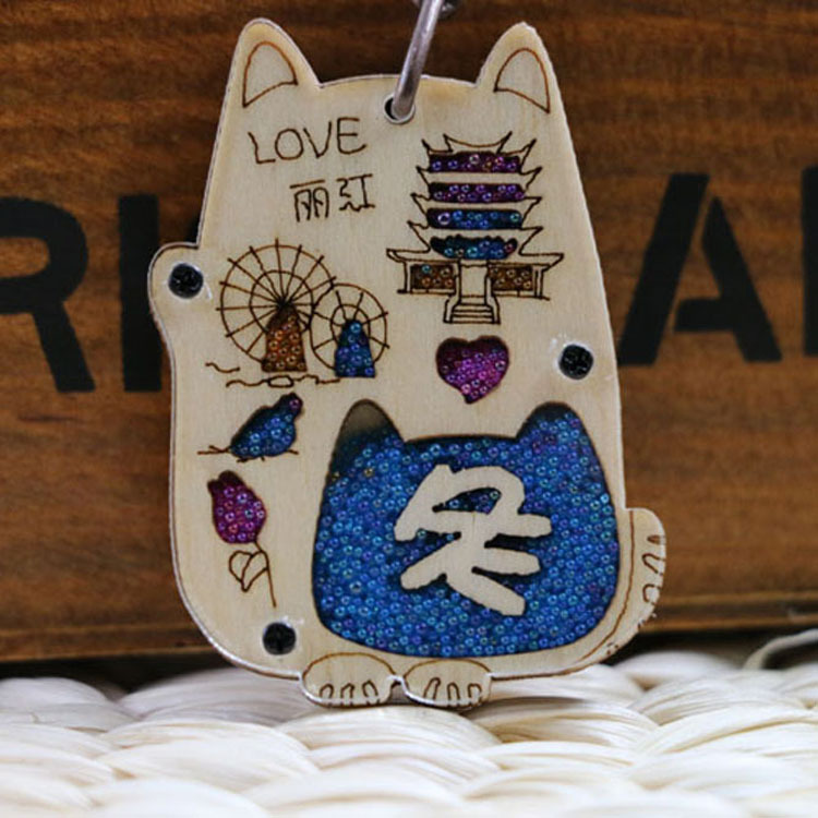 云南丽江旅游刻字纪念品工艺品小礼品木质制彩砂百家姓氏名字匙圈