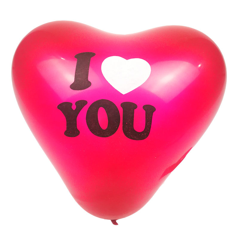 Factory Direct Sales 3G I Heart U Printed Balloon Wedding Room Party Decoration Balloon Proposal Heart-Shaped Balloon 12-Inch 100