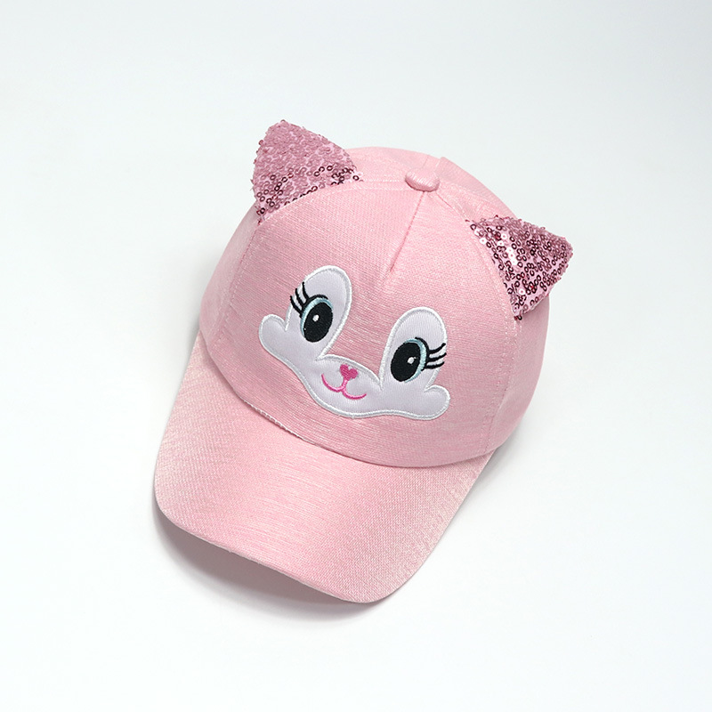 Cross-Border Children's Hat Sequined Big Eyes Embroidered Baseball Cap Korean Style 3-7 Years Old Male and Female Baby Sun-Poof Peaked Cap