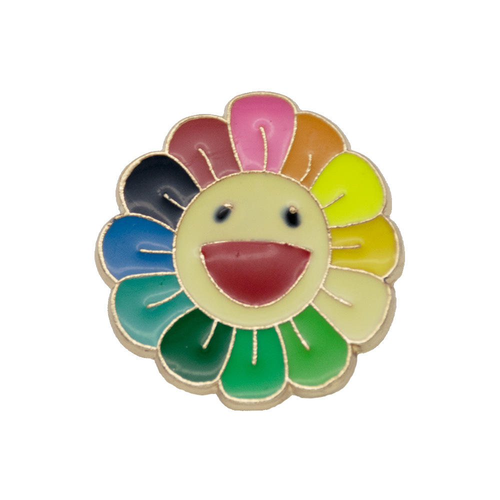 华晨宇同款村上隆彩色太阳花创意笑脸滴油合金徽章服装配饰胸针