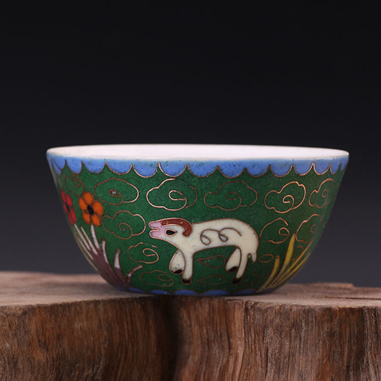 明成化年制掐丝珐琅彩羊纹鸡缸杯仿古手绘茶具品功夫茶摆件