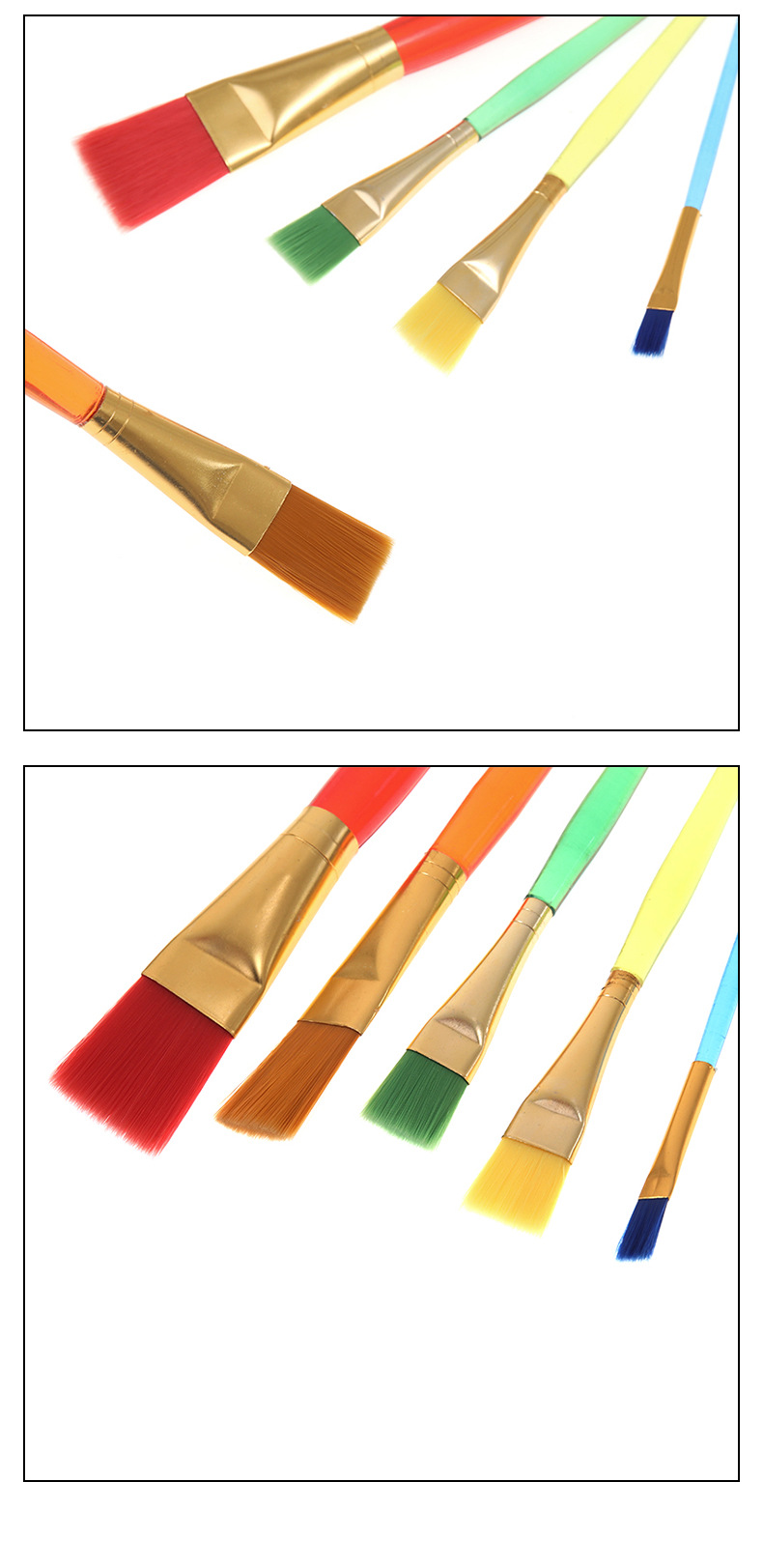 跨境5支装儿童糖果色套装油画笔排笔水粉水彩勾线笔画笔批发