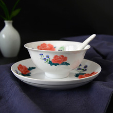 新世纪陶瓷釉下彩纯手绘陶瓷餐具套装碗碟6人家用送礼佳品 可定制