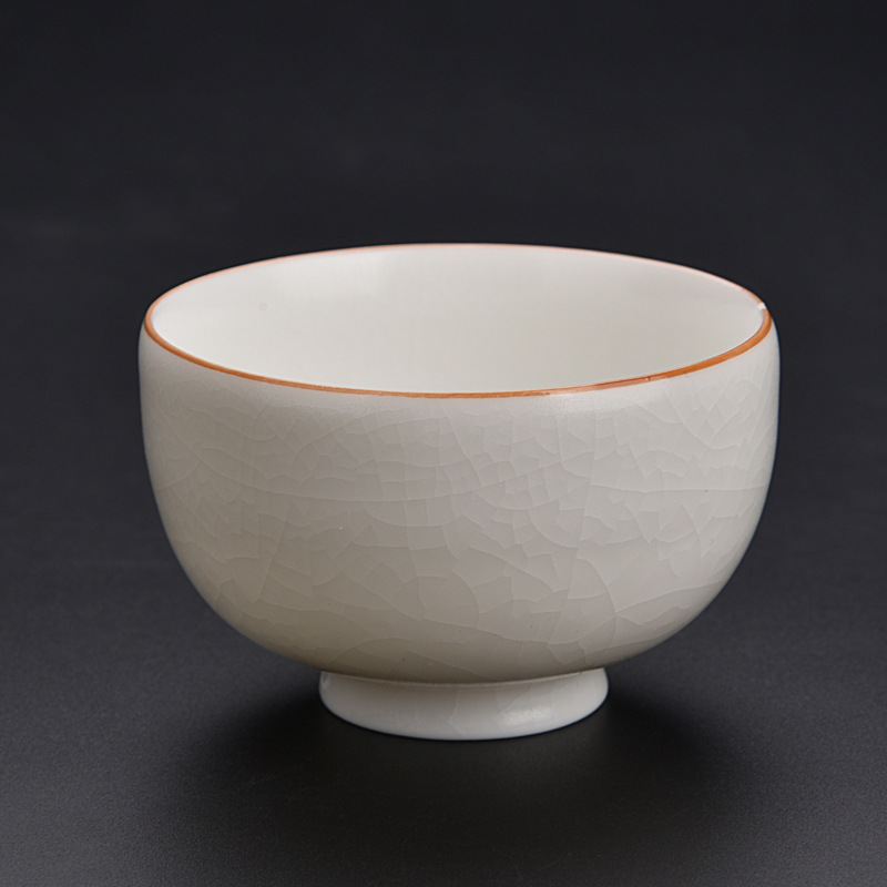 汝窑茶杯象牙白主人杯汝瓷可养开片个人杯汝瓷功夫品茗杯个人单杯