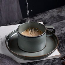 日式复古陶瓷咖啡杯碟套装创意咖啡杯下午茶办公马克杯咖啡杯碟