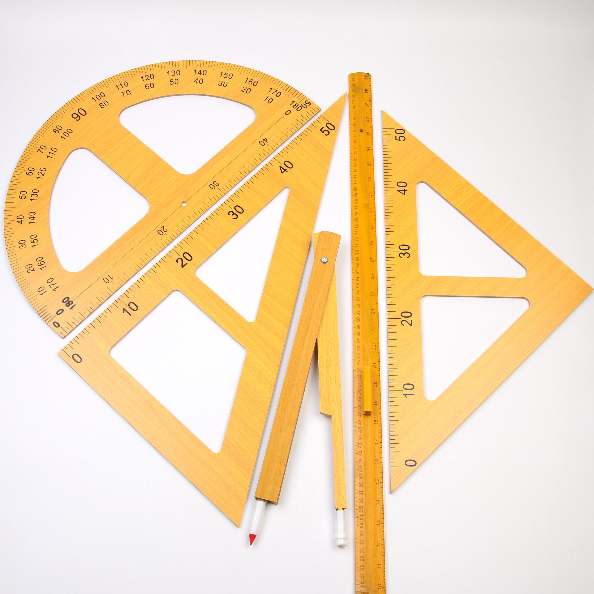 老师教学用木质量角器50cm 三角板 大号教具教学仪器 厂家货源