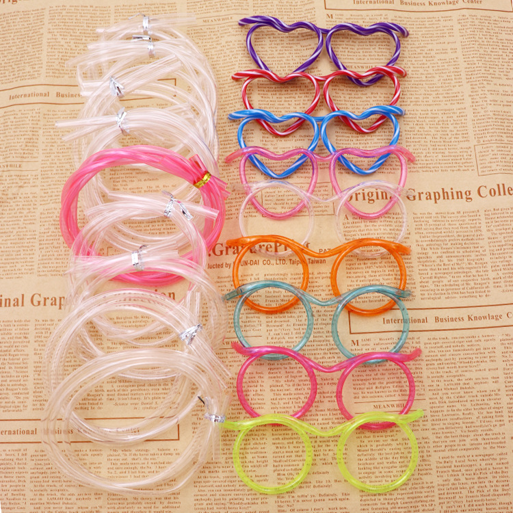 Shaped Straw Disposable Funny Quirky Kid's Eyewear Straw Internet Celebrity Ins Art DIY Eye Straw Wholesale