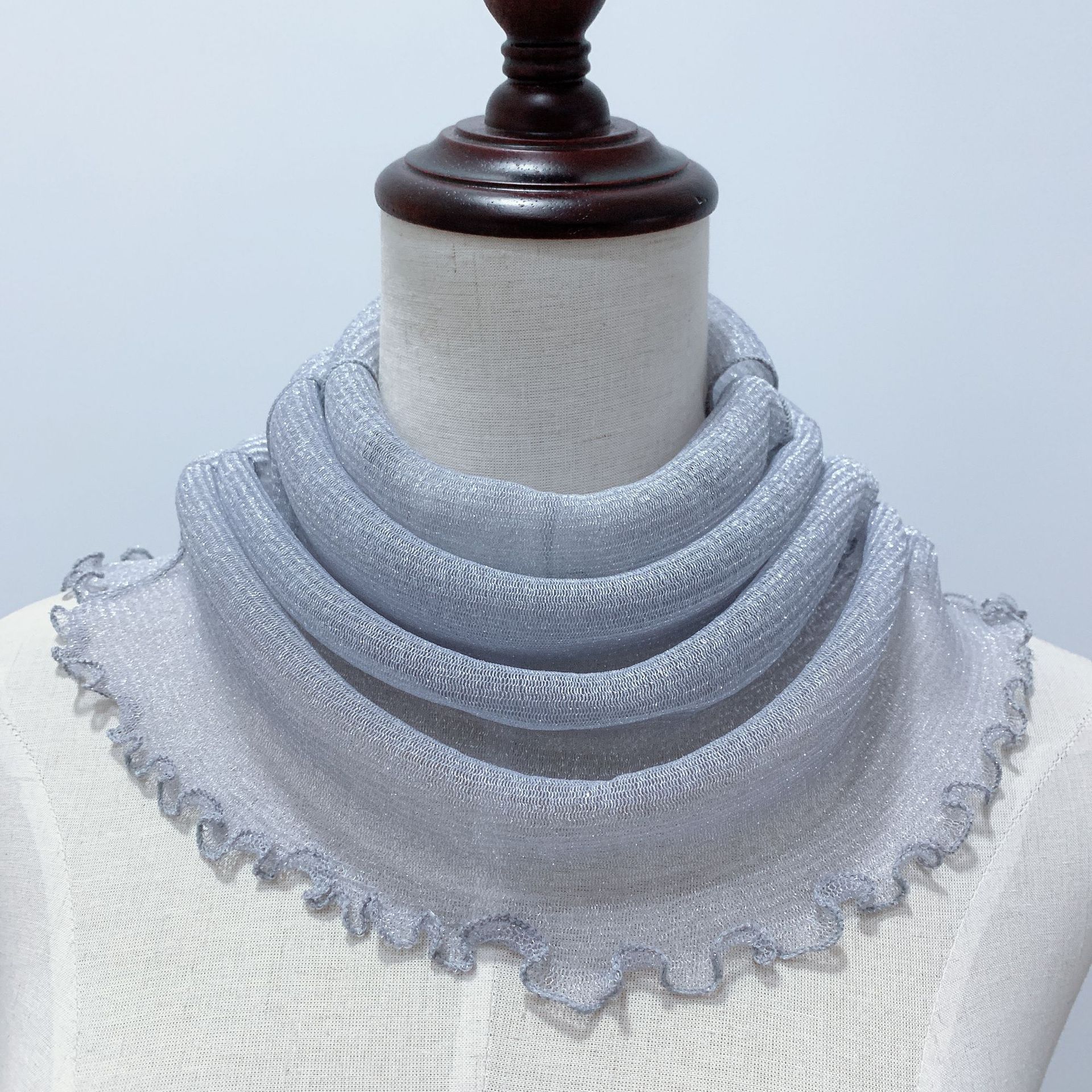 春夏天女士围脖防晒套头小丝巾韩版防尘纱巾口罩护颈脖套围巾