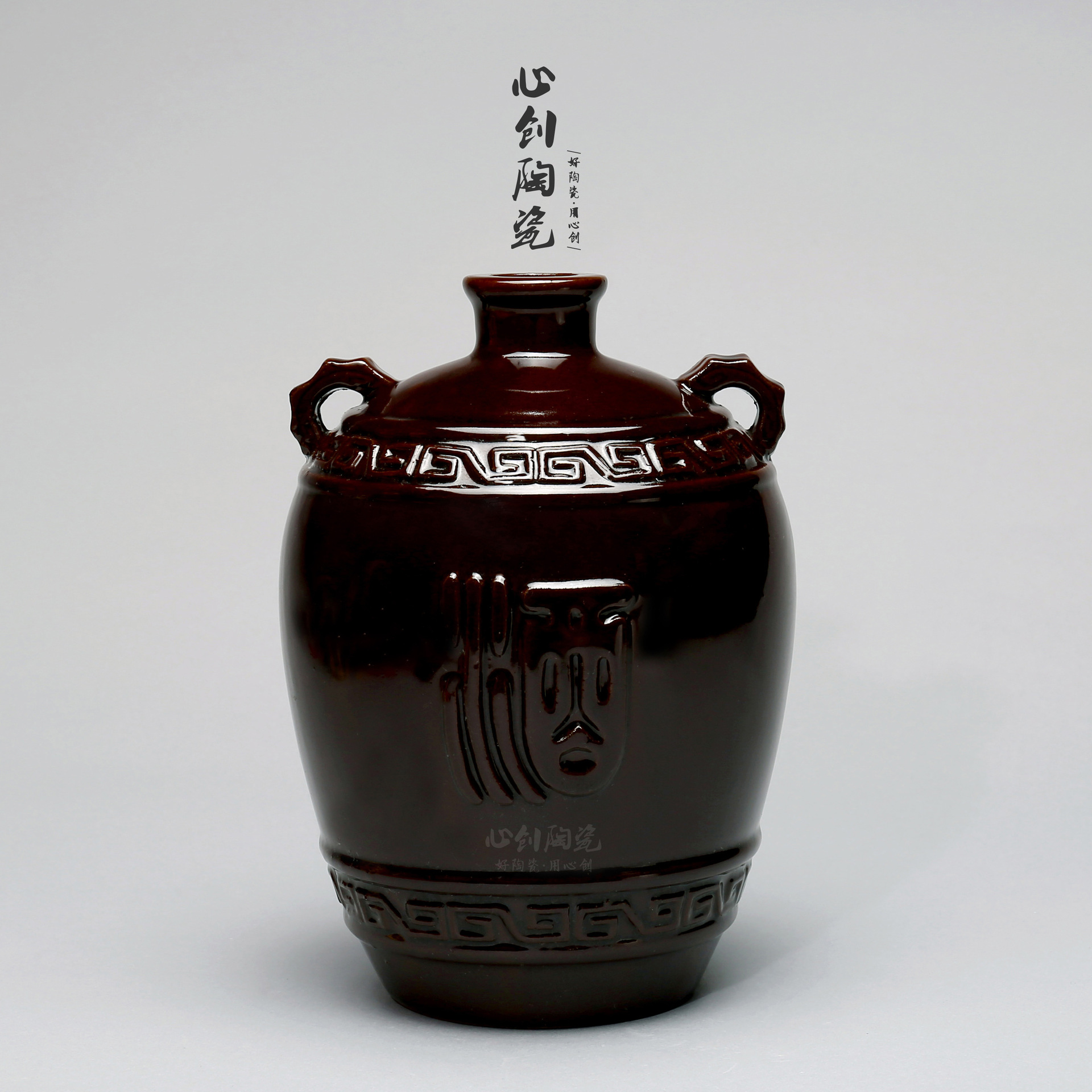 心创陶瓷 现代酒字3斤陶瓷酒瓶陶瓷酒坛 双耳酒瓶酒坛厂家直销
