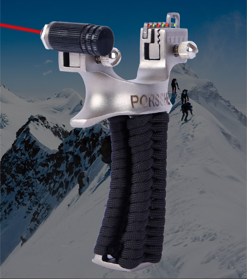 攀登者不锈钢弹弓304快压内置夹片红激光瞄锁喉反曲鹰眼弹弓器厂