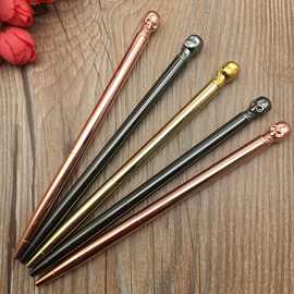 现货日韩可爱骷颅头圆珠笔大头圆珠笔卡通造型圆珠笔可印logo