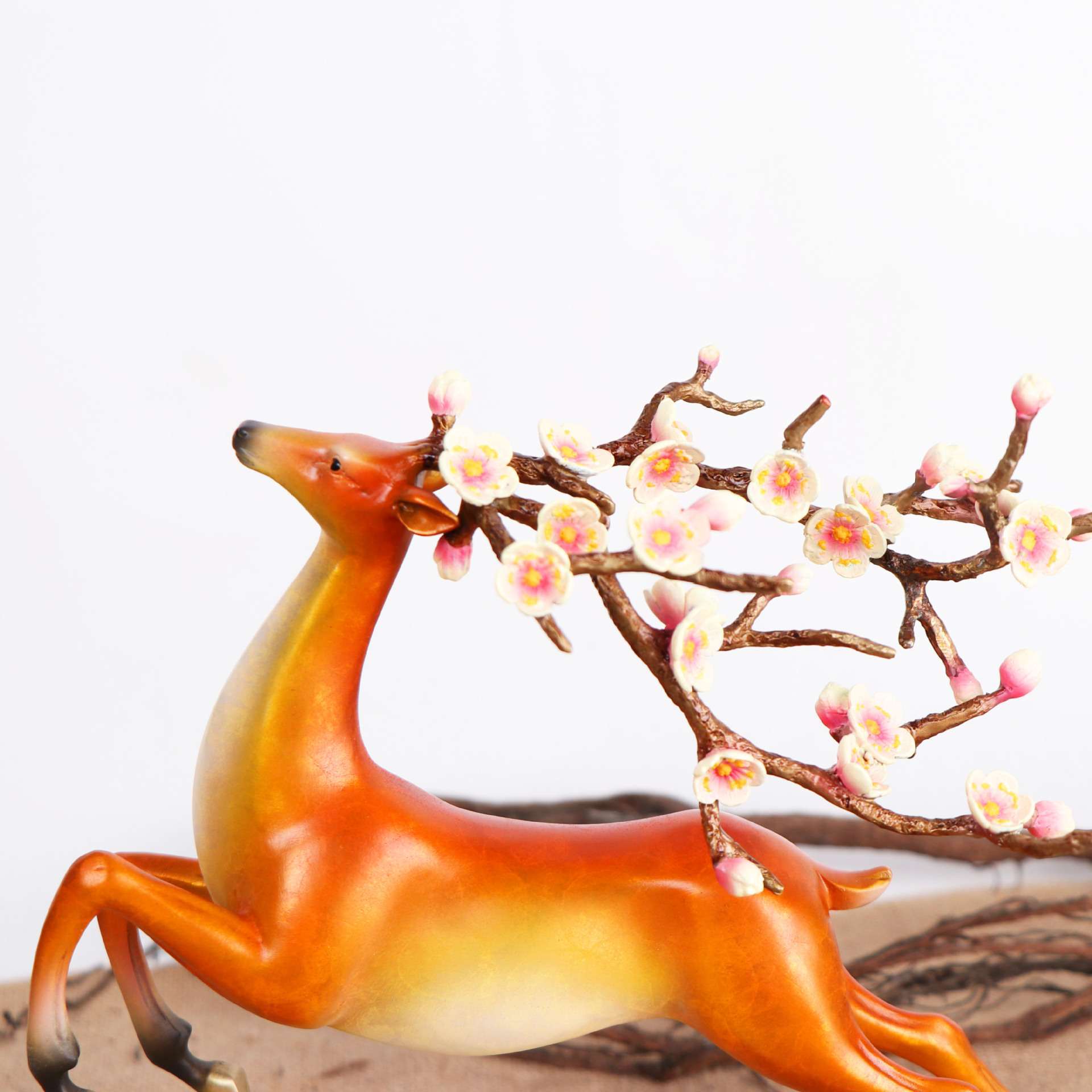 杨铜记 厂家批发 纯铜梅花鹿摆件 烧色纯铜鹿 工艺品家居创意礼品