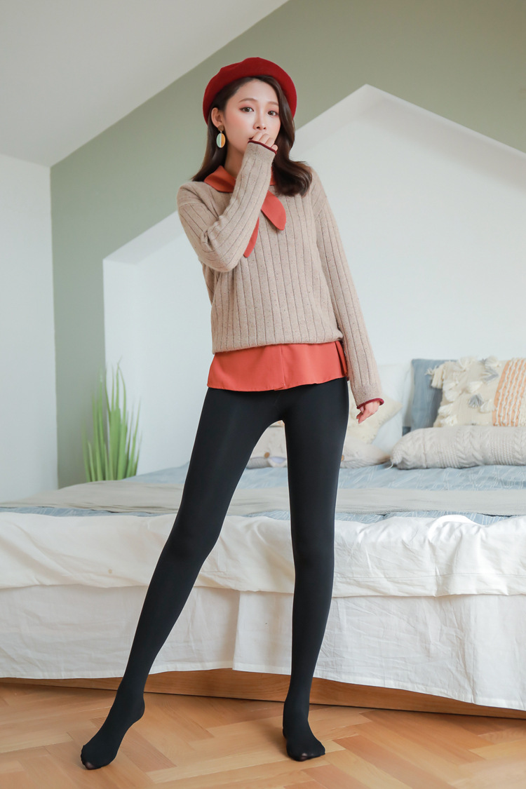 2019秋冬新款芭比翘臀裤高腰收腹连裤袜 高弹光腿修身连脚打底袜