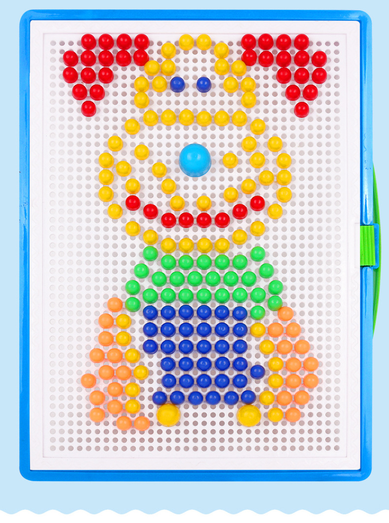 儿童创意蘑菇钉拼插积木益智玩具幼儿玩具3-7岁手工diy拼图货源