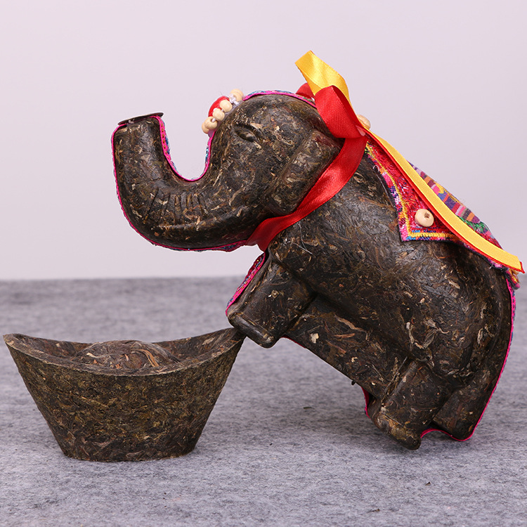 吉祥如意吉祥象工艺茶立体茶雕 云南特产普洱茶 小象礼盒装礼品茶