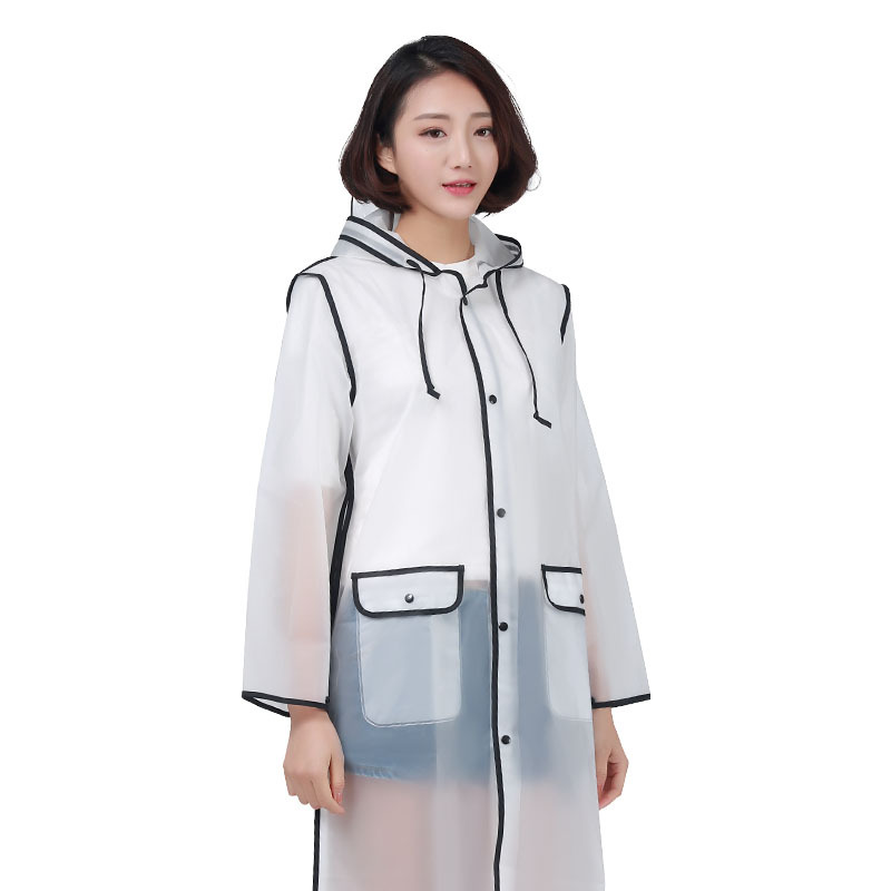 Eva Covered Transparent Raincoat Women's Korean Fashion Fashion Brand Raincoat Adult Hiking Poncho