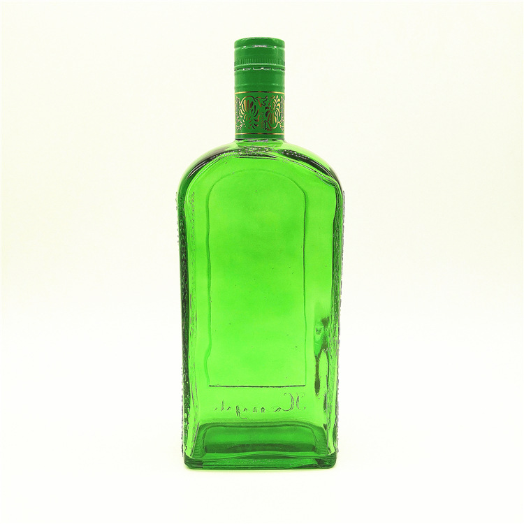 厂家直供750ml晶质白料扁方形洋酒玻璃瓶创意野格酒瓶白酒玻璃瓶