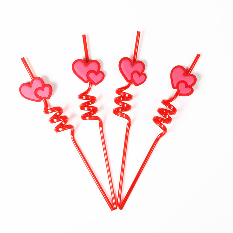 厂家直销   环保艺术造型吸管 pet爱心吸管 情人节系列吸管