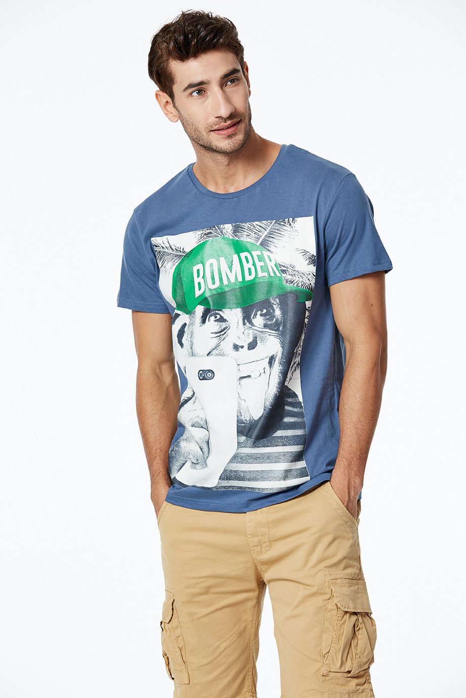 2019欧美潮款全棉男士短袖t恤 厂家直销卡通印花圆领休闲男t恤批