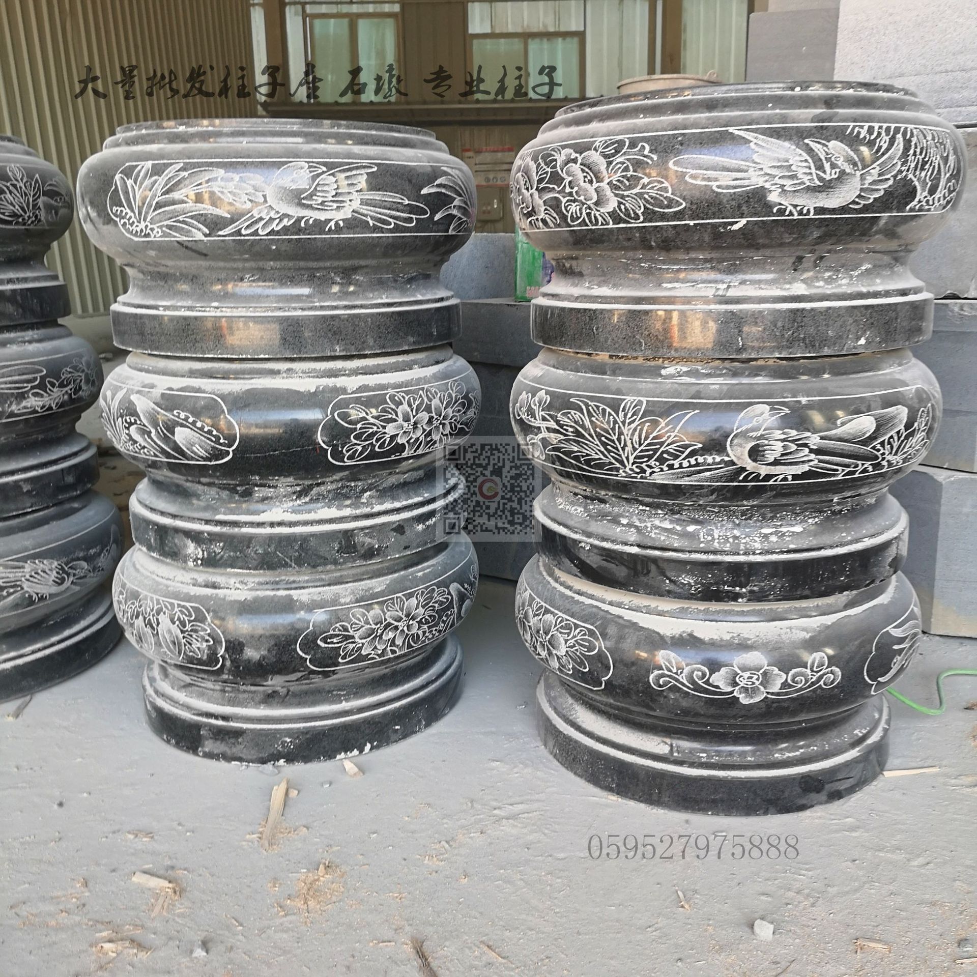 青石包柱石寺庙柱础石柱磉子磉子 石雕空心柱墩圆形柱础柱脚