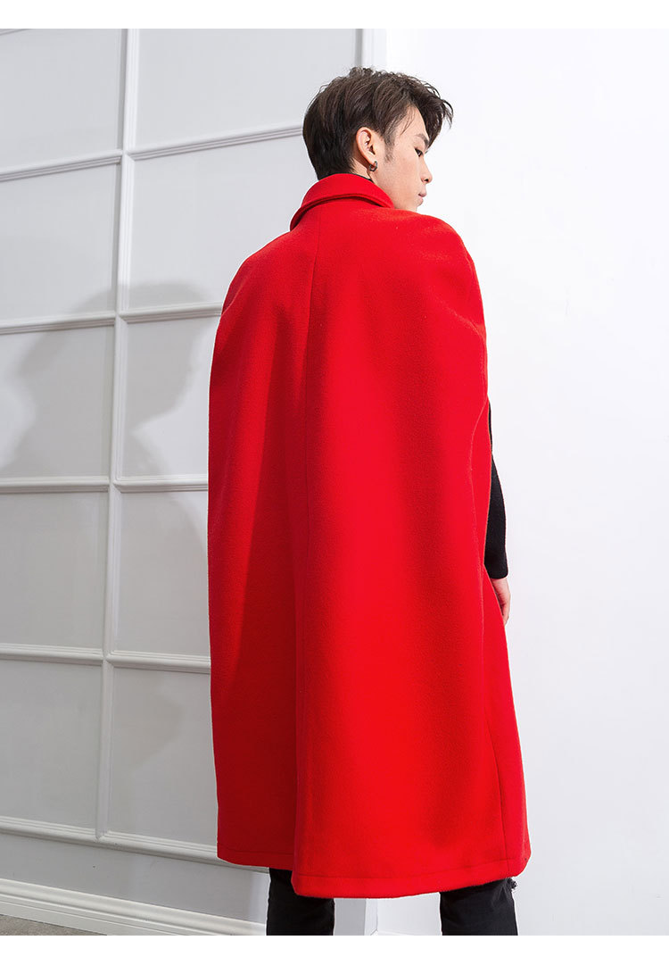 跨境外贸欧美日韩一件代发批发现货披肩男冬季斗篷式加厚长款翻领