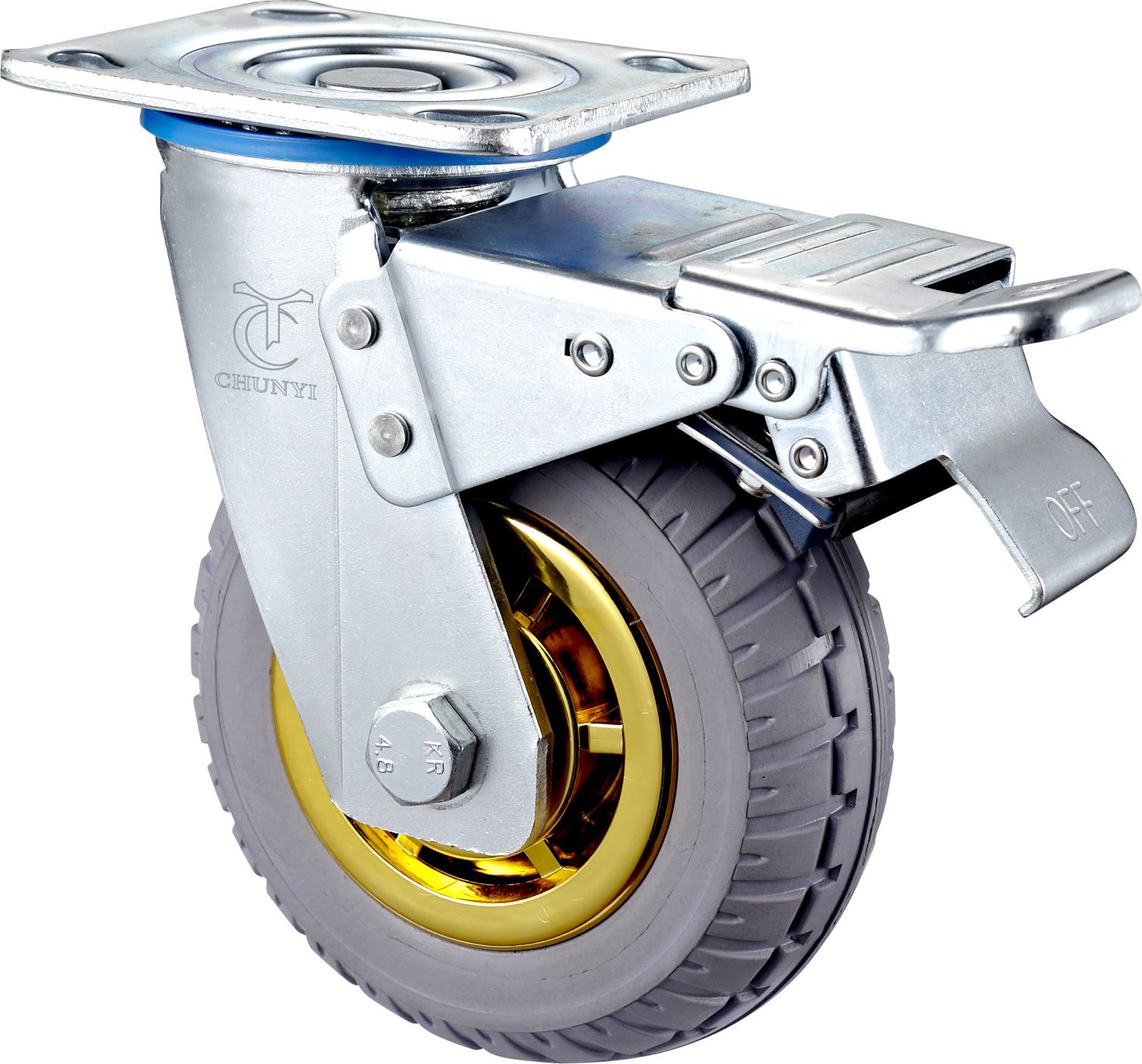 重型镀金风火轮万向带刹车脚轮