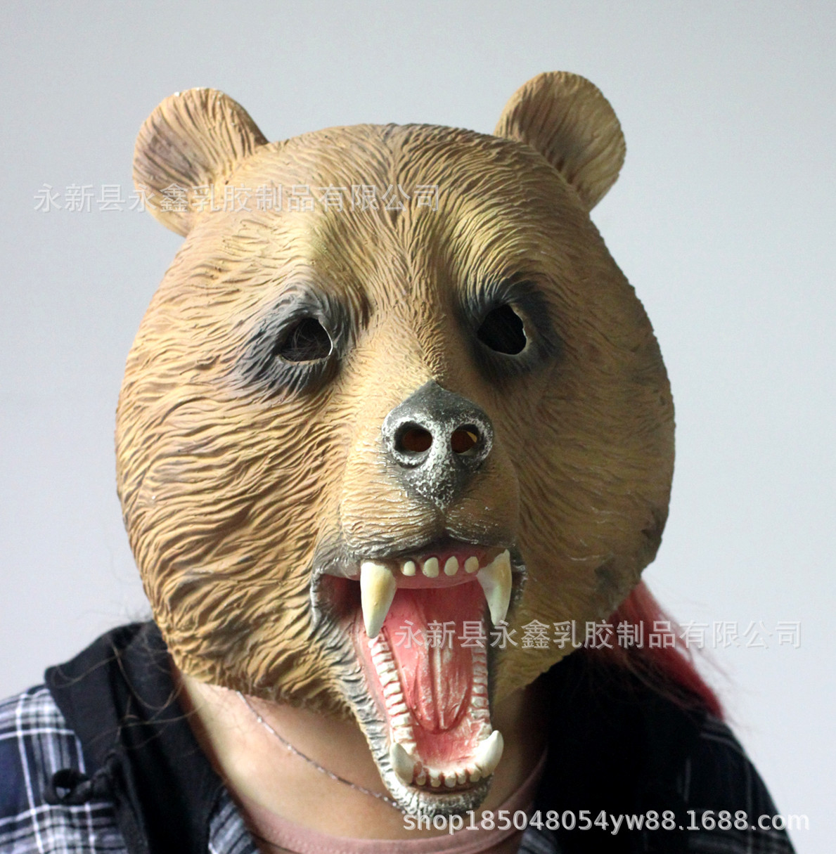 棕熊头套熊面具乳胶万圣节派对狂欢舞会动物表演道具厂家直销