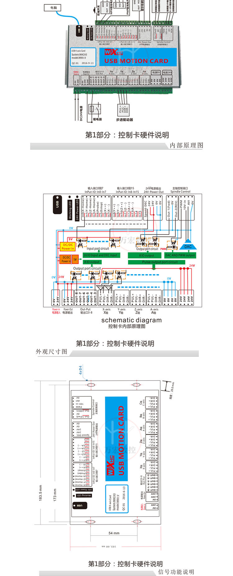 雕刻机mach3 usb 3 4 6轴运动控制卡 第四代mk4-iv 第五代mk4-v