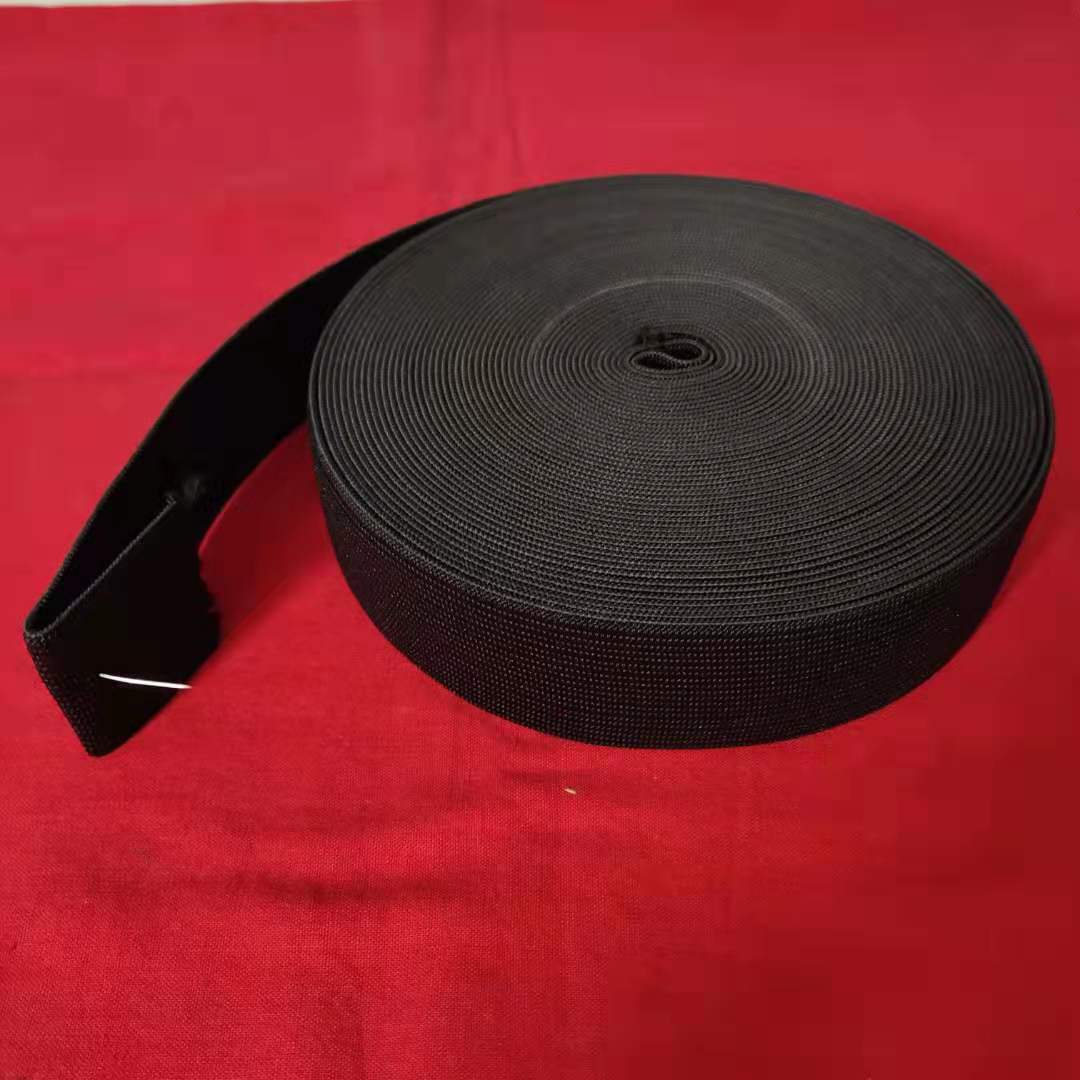 厂家直销黑色荣华牌松紧布 高弹力松紧布 细密平纹锁边松紧布