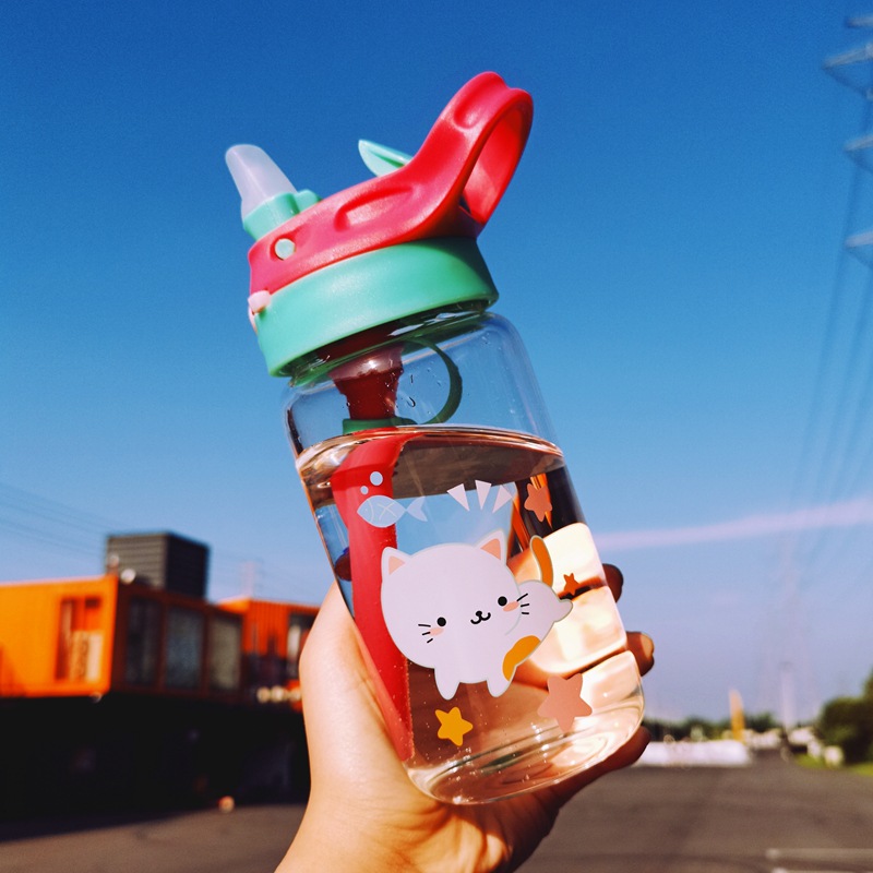 Japanese Unicorn Female Student Straw Glass Cup Leakproof Soft Girl Water Bottle Cute Pink Cartoon Drinking Straw Cup