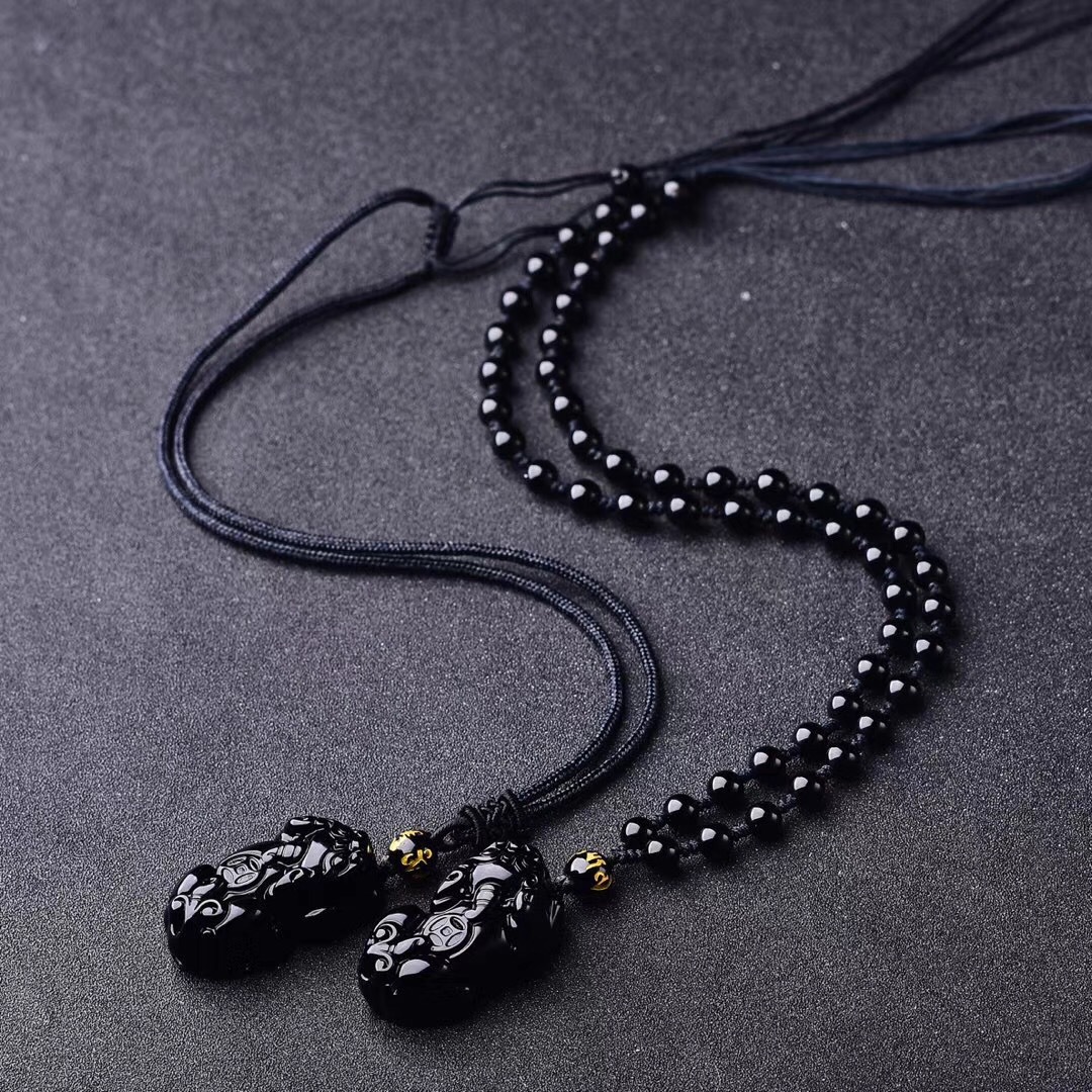 天然黑曜石光面貔貅吊坠 大一钱貔貅男女款时尚吊坠批发