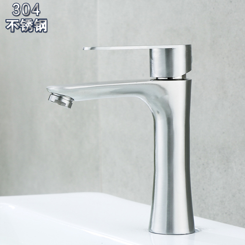 Ingle Handle Faucet with Cold Basin 304 Stainless Steel Faucet Bathroom Washbasin Wash Basin Small Waist Wholesale