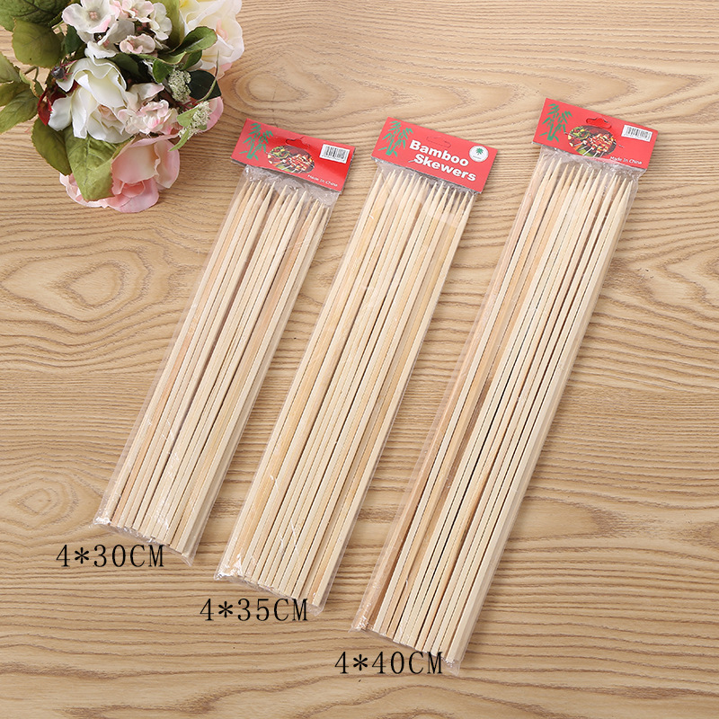 4cm宽竹制方签 diy户外家用烧烤竹签一次性麻辣烫串签子烤肉工具