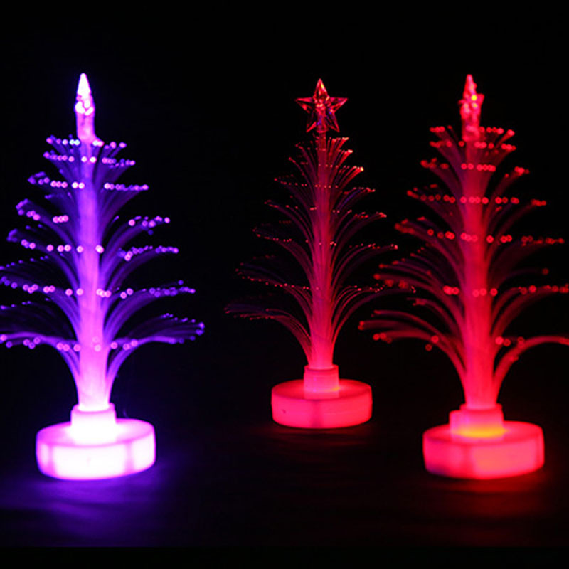 Holiday New Product Seven-Color Night Light Optical Fiber Christmas Tree Creative Children's Luminous Toys Stall Square Supply Wholesale