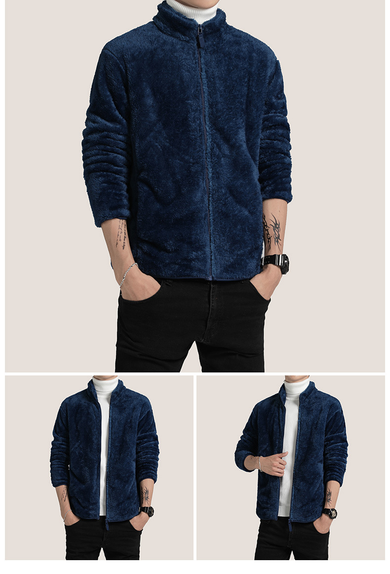 男士秋季夹克2019新款抓绒衣开衫外套男装卫衣休闲摇粒绒上衣