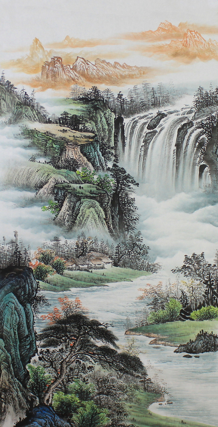 纯手绘画芯四尺中堂画国画风水画玄关客厅画名人字画一件代发