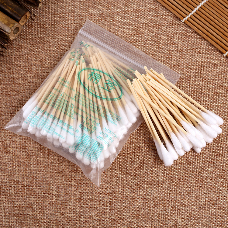 医用棉签100支装 单头棉签袋装美容卸妆棉棒一次性单头木棉棒