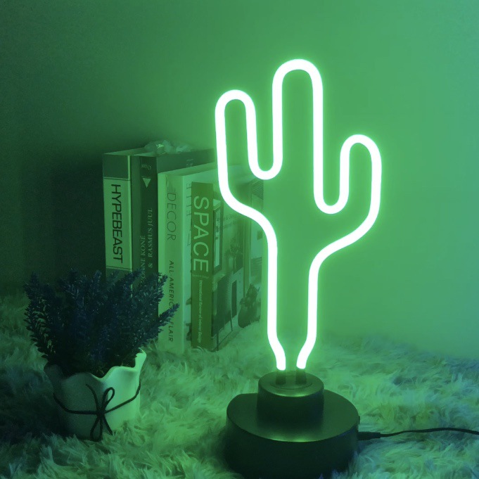 热卖爆款霓虹灯玻璃管霓虹灯仙人掌植物台式网红款玻璃霓虹灯