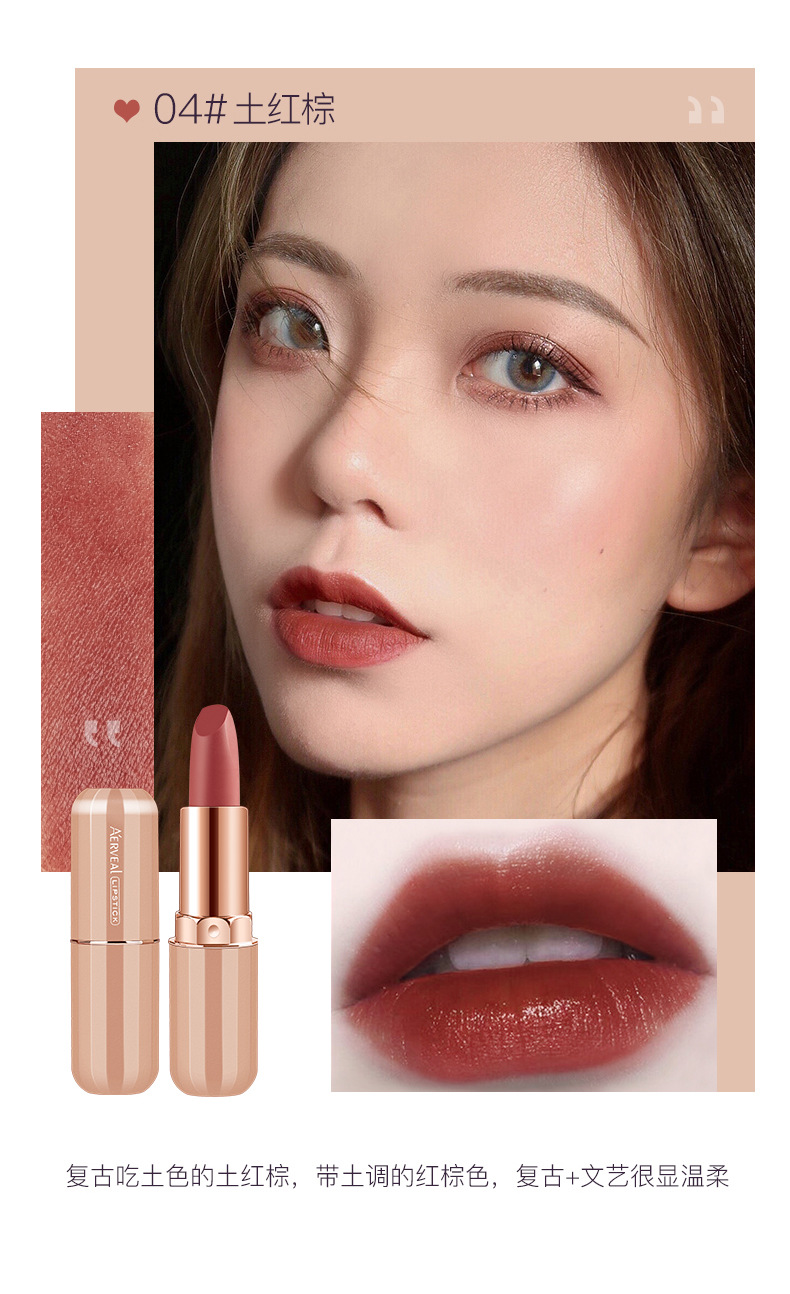 艾尔维雅新款网红莫兰迪柔雾哑光口红滋润持久不沾杯唇釉慕斯口红