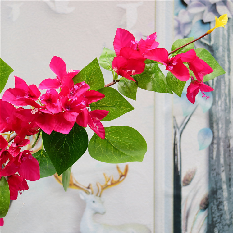 新款加密 仿真三角梅 花枝 批发 婚庆拱门酒店落地插花树装饰假花