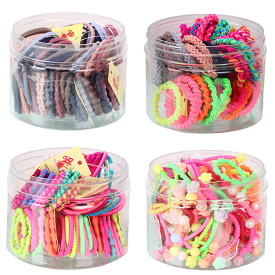 塑料桶装泫雅风儿童头绳 收纳盒装细款无接缝头绳 2元店韩版发饰