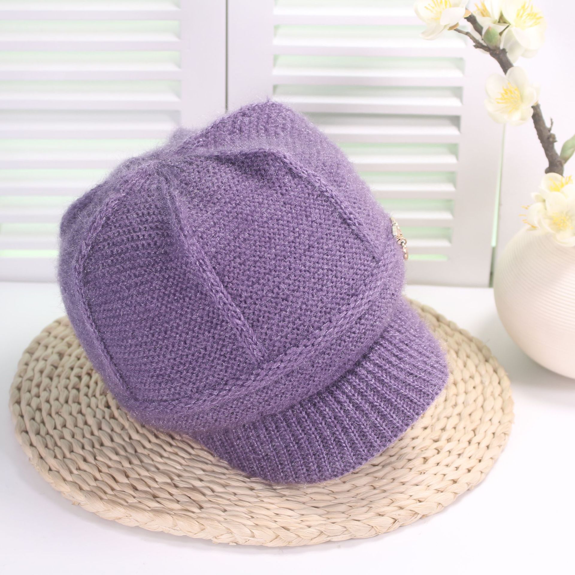 帽子女韩版秋冬季休闲八角帽百搭时尚中老年贝雷帽护耳针织毛线帽