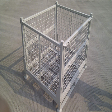 天津厂家生产折叠仓储笼铁筐周转箱蝴蝶笼堆垛架脚腕物流台车货架