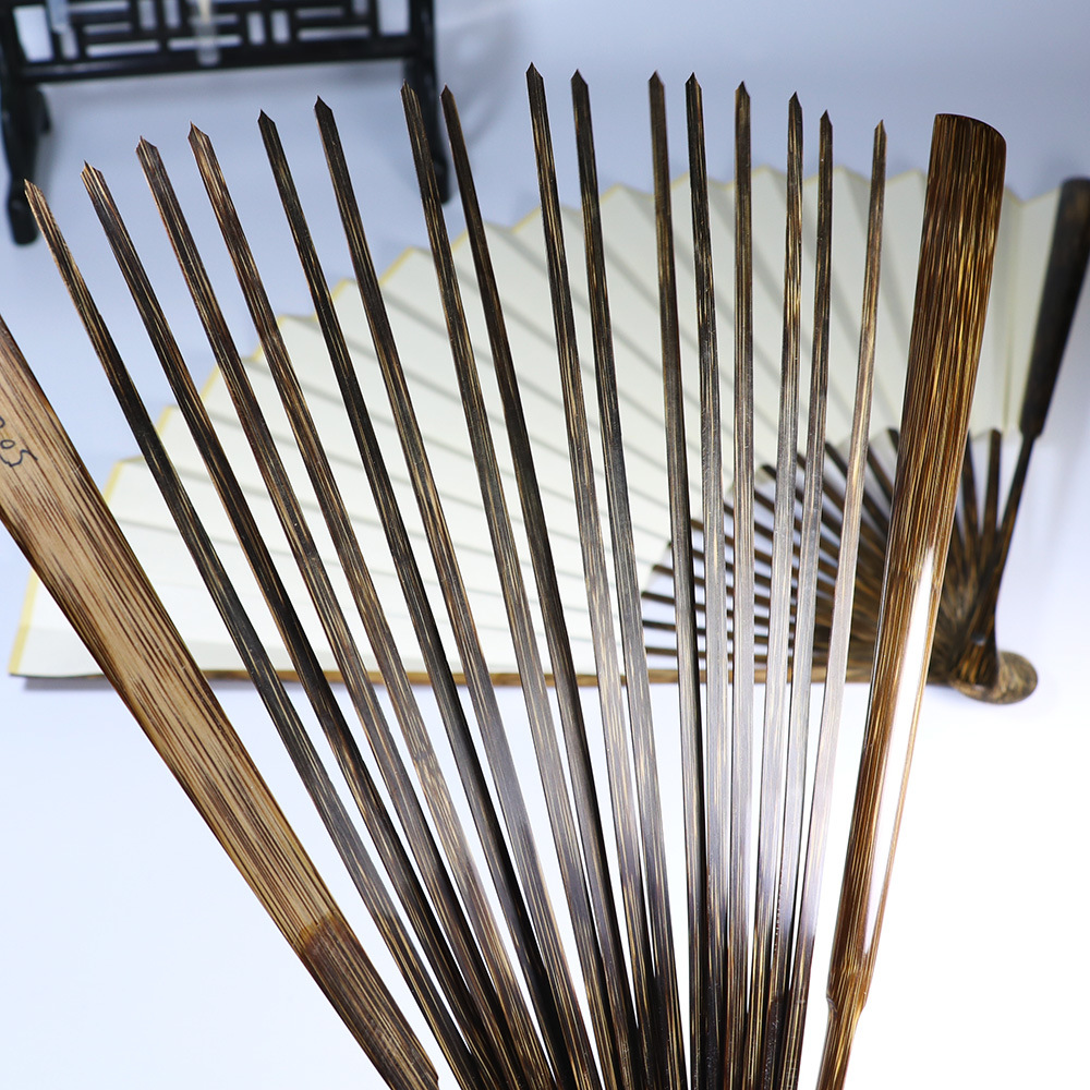 5寸18股桃丝竹扇造型扇子书画纸扇