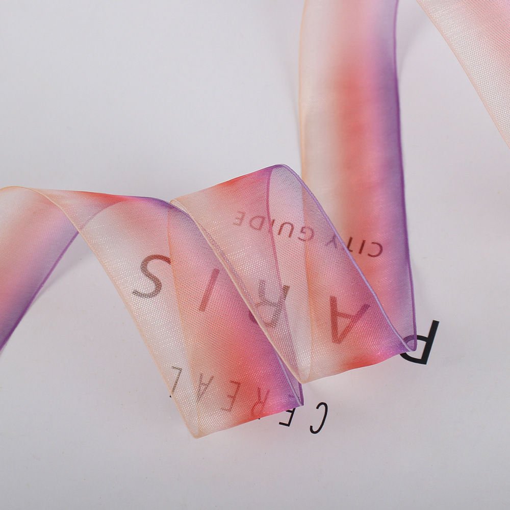 5cm彩虹雪纺半透明丝带 创意diy礼品包装纱带服饰发饰织带