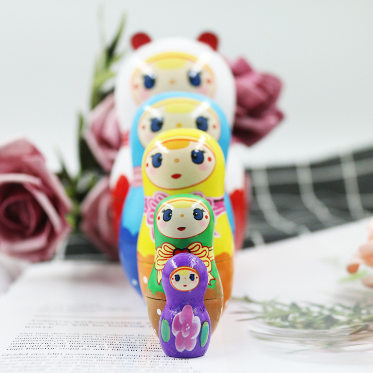 Wooden Five-Layer Russian Matryoshka Doll Children's Educational Toys Gift Decoration